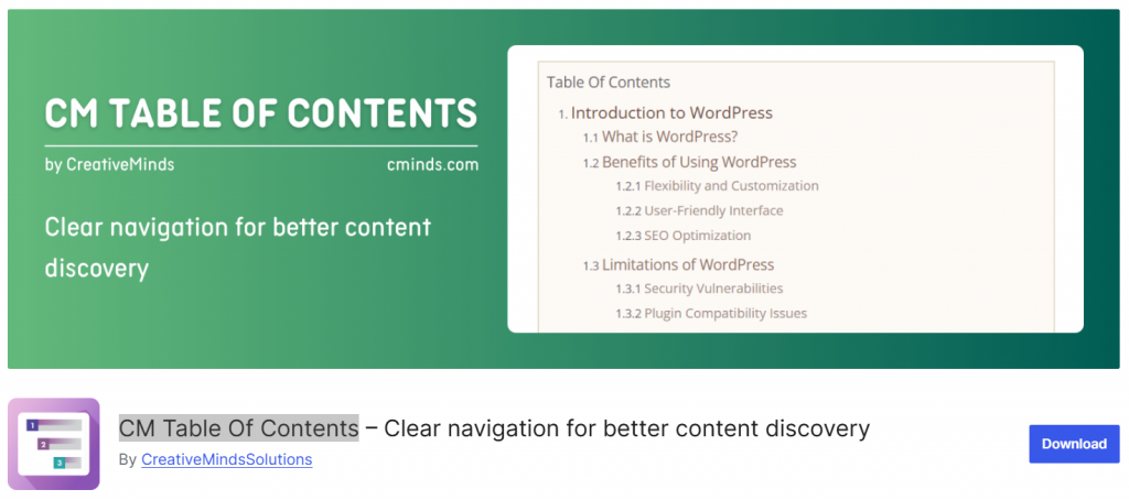 CM Table Of Contents