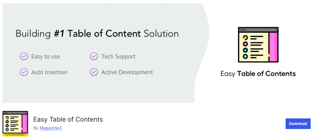 Easy Table of Contents - wordpress table of contents plugins