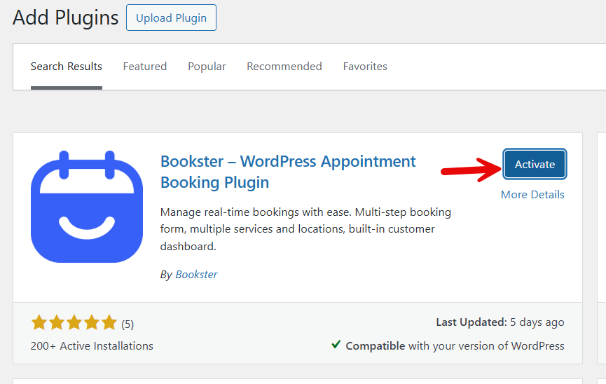 activate bookster - Add a Photography Studio Booking System to WordPress