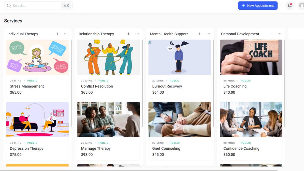 all services added - Build a Therapist Booking System in WordPress