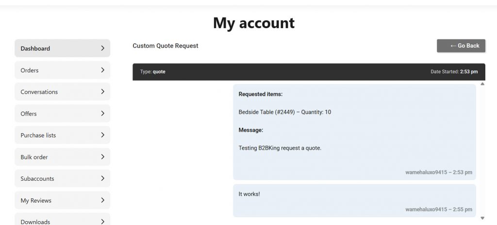 convos on the front end - B2BKing review