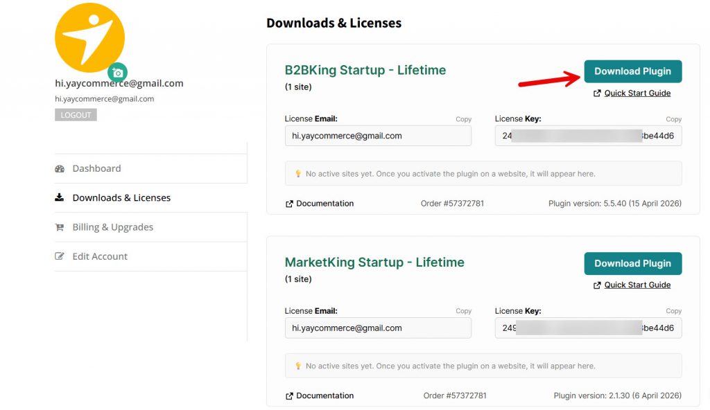 download b2bking plugin