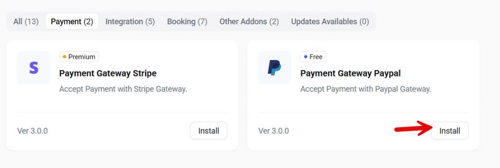 install paypal addon