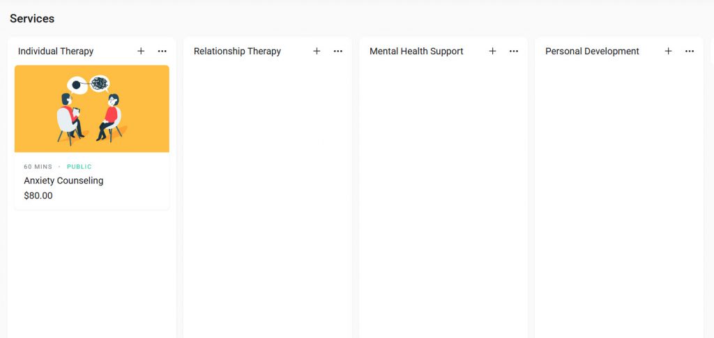 one service added - Build a Therapist Booking System in WordPress