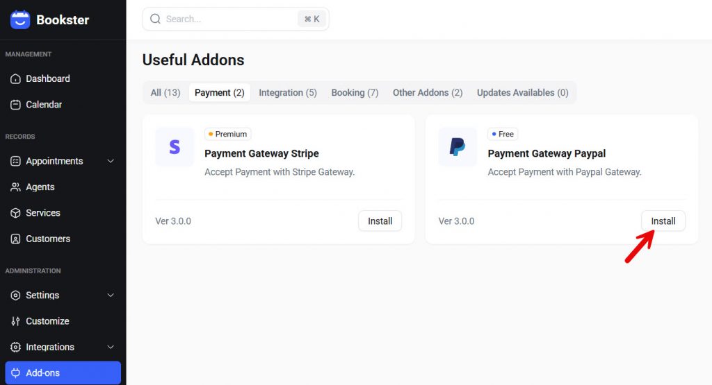PayPal addon