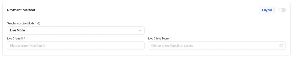 paypal addon settings