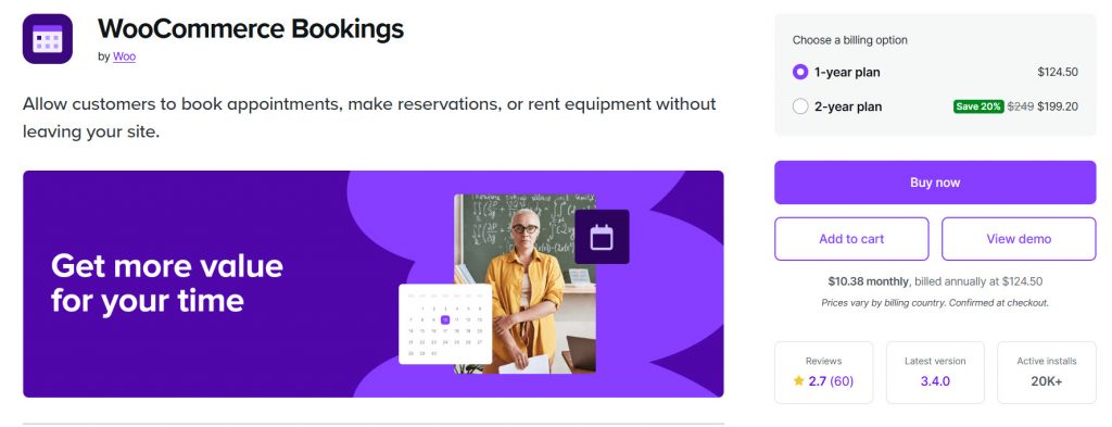 woocommerce bookings pricing - Bookster vs WooCommerce Bookings