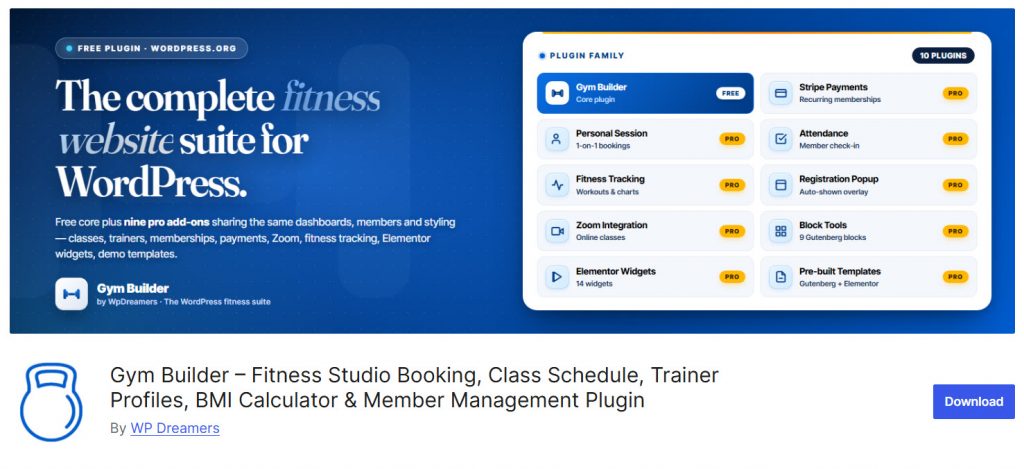 Gym Builder plugin