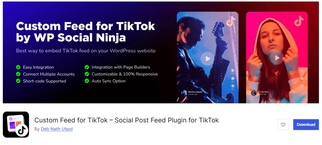 Custom Feed for TikTok - tiktok plugins for wordpress