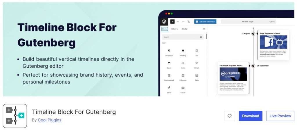 Timeline Block For Gutenberg