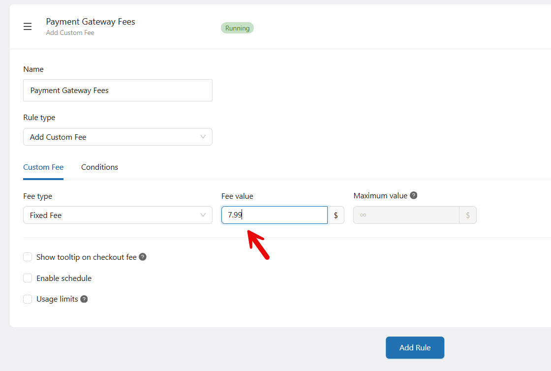 add fees