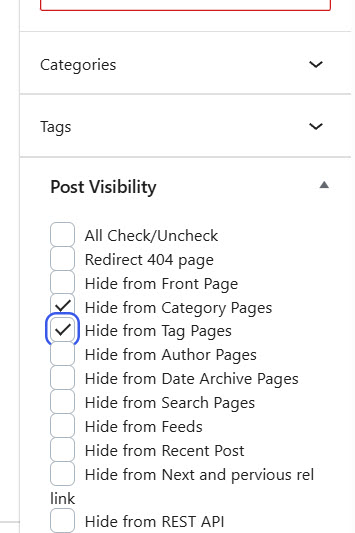 category and tag page