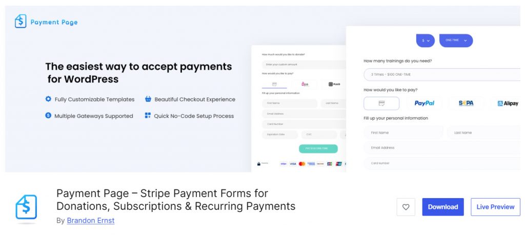 Payment Page - WP Simple Pay alternatives