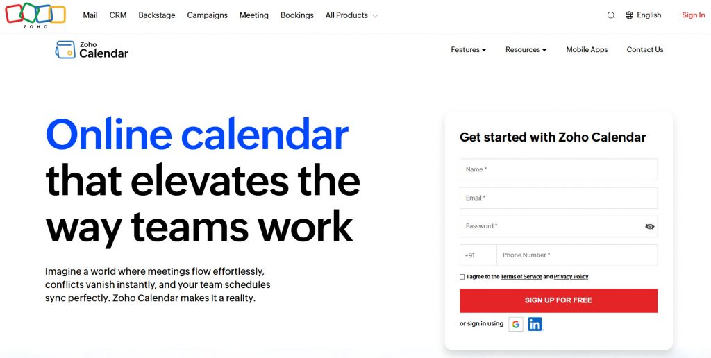 Zoho Calendar