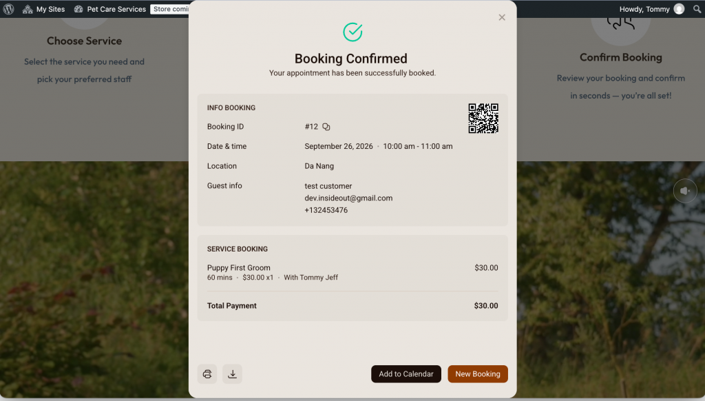 add booking code